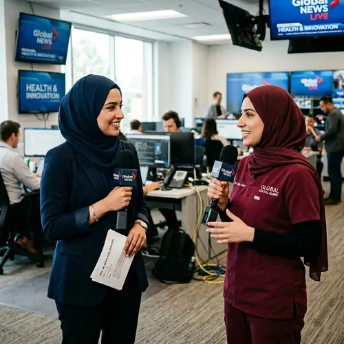 Empowering Female Professionals Interview in Modern Newsroom