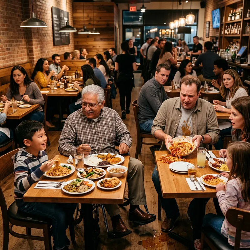 Family Dining Disaster: Father Spills Food, Faces Judgment