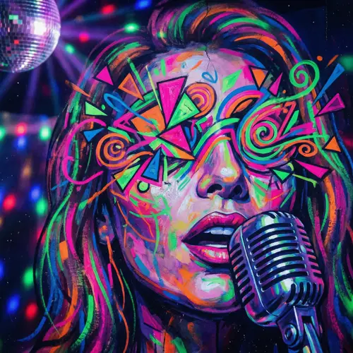 Abstract Disco Singer with Hidden Eyes