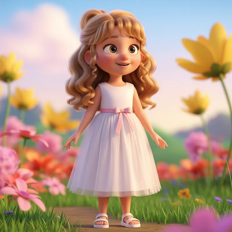 Pixar-Inspired 5-Year-Old Girl Character Design