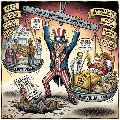 Balancing Healthcare: A Satirical Political Caricature