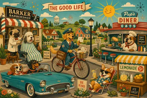 Vintage 1950s Atomic-Age Dog Illustrations