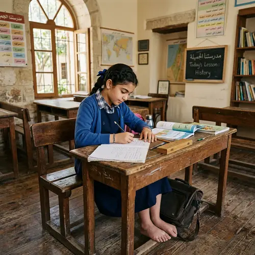 Middle-Eastern Girl Studying in School | Enchanting Scene