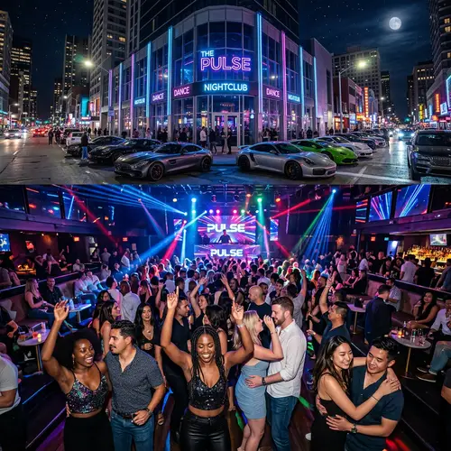 Lively Night Club in City | Neon Lights, Music, & Luxury Cars
