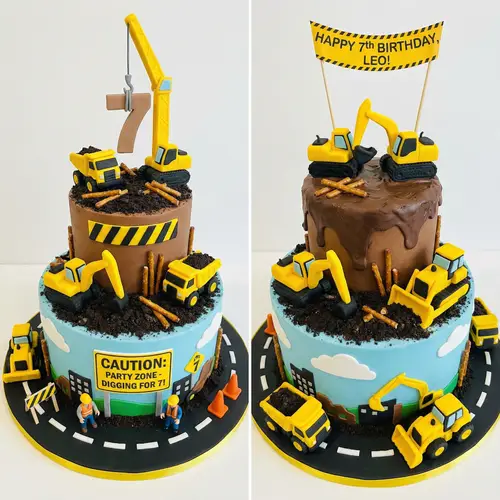 Exciting Digger Cake for 7 Year Olds