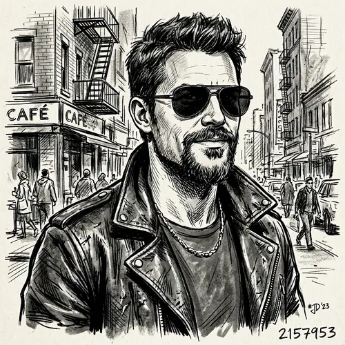 Black and White Goatee Dude Art