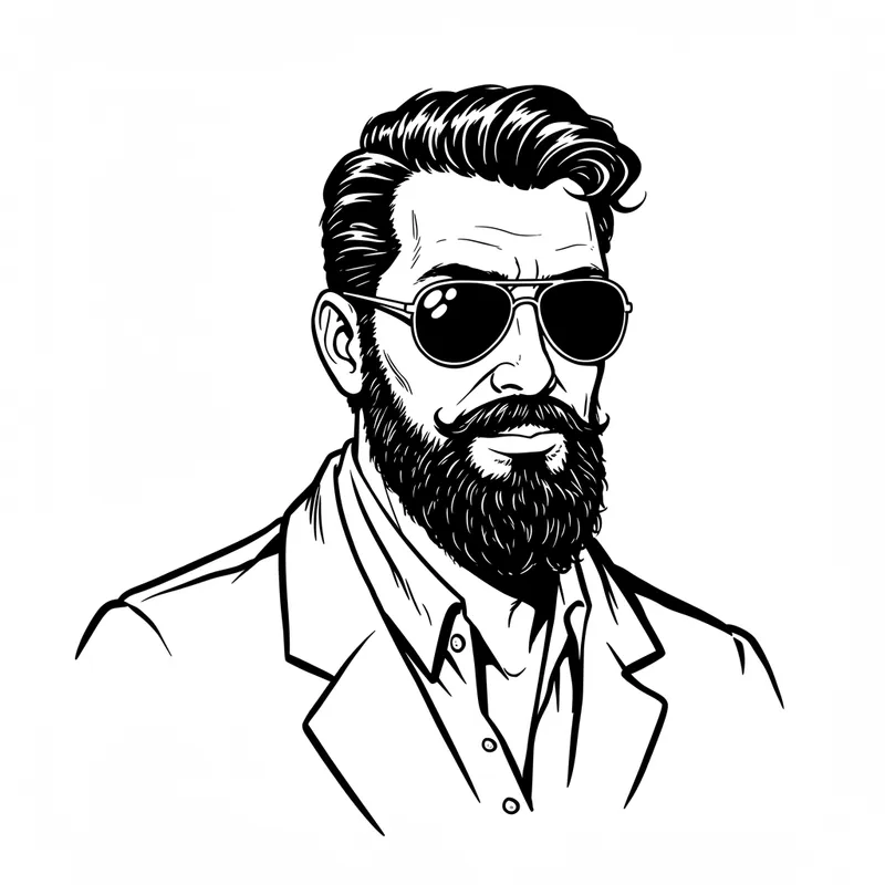 Black and White Goatee Dude Art