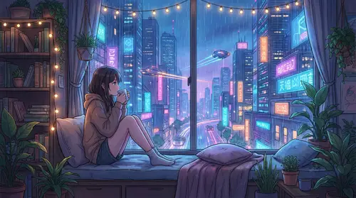 Serene Anime Wallpaper - 1920x1080 Lofi Scene
