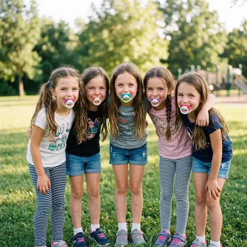 Innocent Joy: American Girls with Pacifiers - Fun Friendship Photo