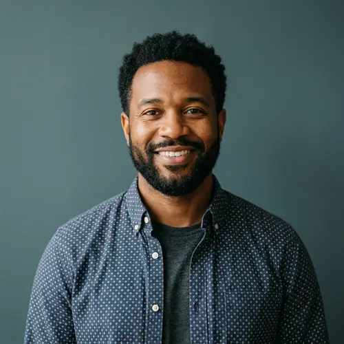 Friendly Portrait of a Black Man in Casual Attire