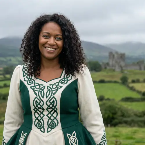 Beautiful Black Irish Woman - Traditional Celtic Beauty