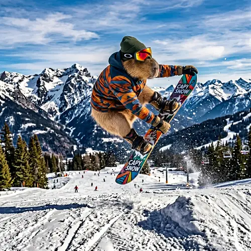 Capybara Mastering a Method Grab on Snowboard