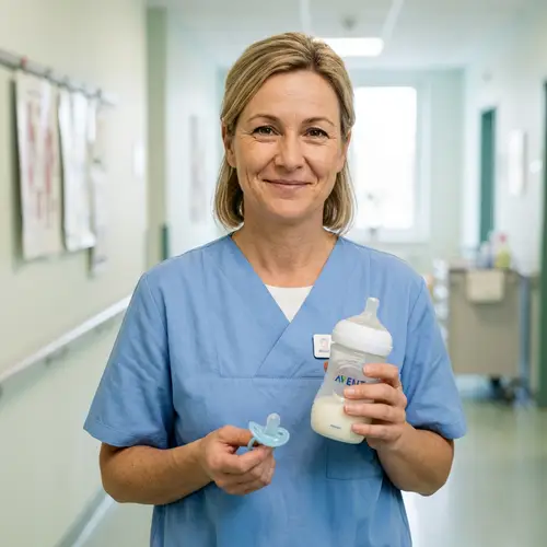 Caring Nurse with AVENT Baby Bottle