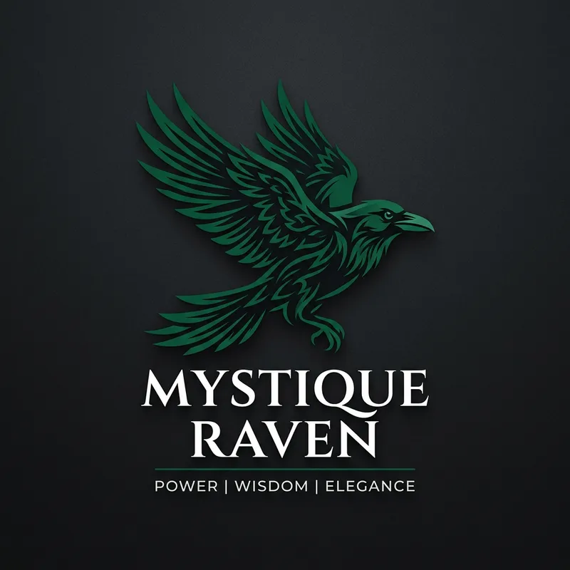 Stylized Raven Logo in Dark Emerald Green | Symbol of Mystery & Sophistication
