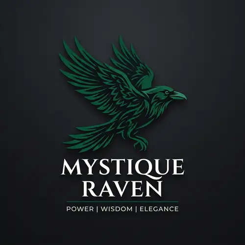 Majestic Raven Logo in Dark Emerald Green | Symbol of Power & Wisdom