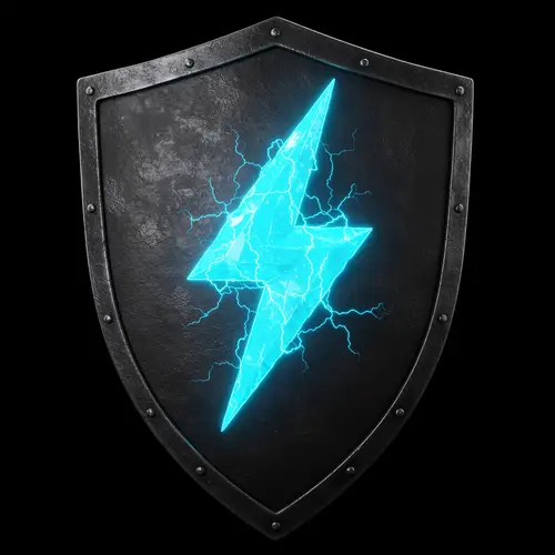 Bold Electric Blue Lightning Bolt Shield