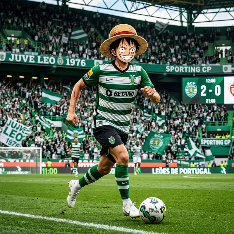 One Piece Character in Sporting CP Jersey