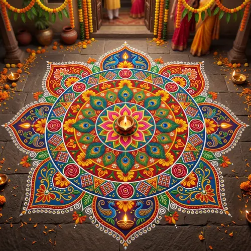 Intricate Rangoli Design: Indian Folk Art for Celebrations