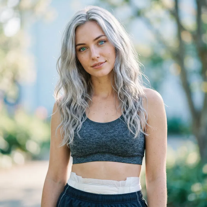 Striking Silver-Haired Model Portrait with Heterochromia