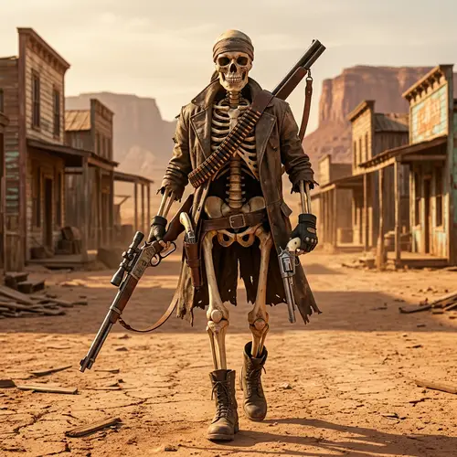 Skeleton with Guns: A Unique Art Piece