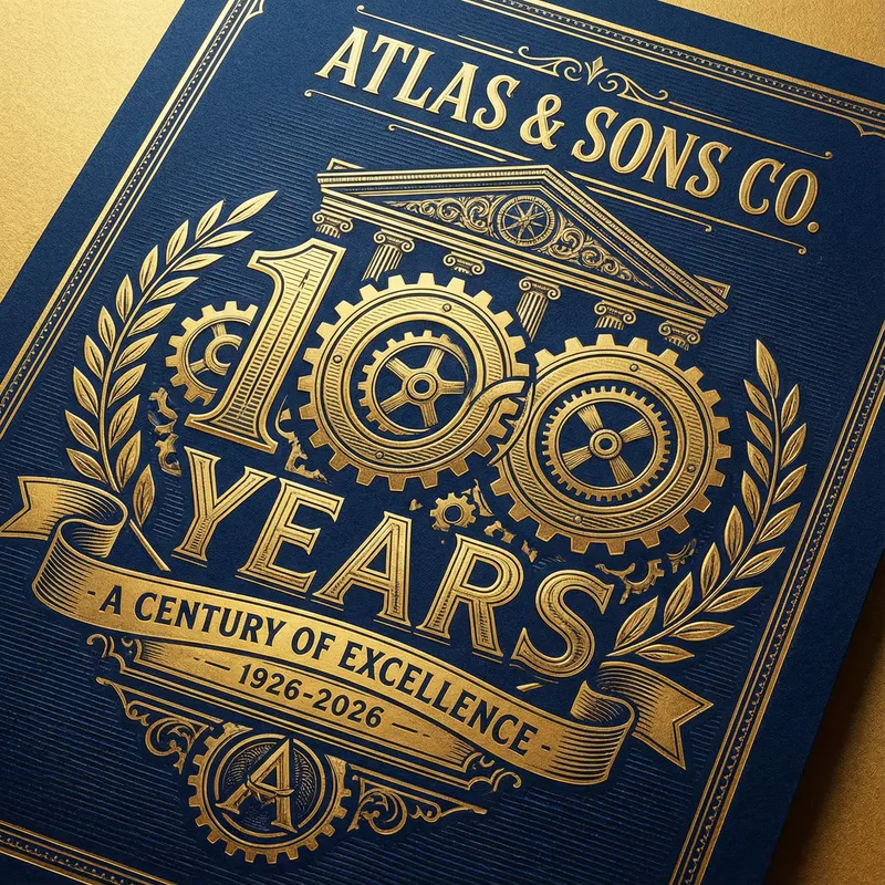 100th Anniversary Company Poster in Blue and Yellow with Textured Design 100th Anniversary Company Poster in Blue and Yellow with Textured Design