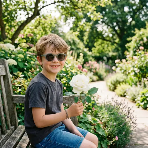 White Rose and Boy with Grey Sunglasses