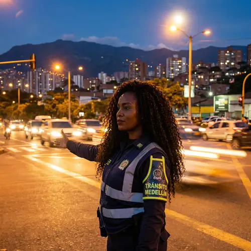 Empowering Black Female Traffic Officer in Medellín