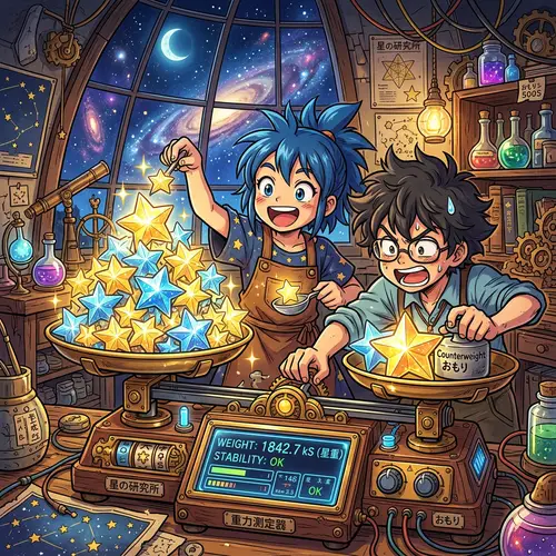 Anime Artwork with Stars on Scales - Vibrant Design