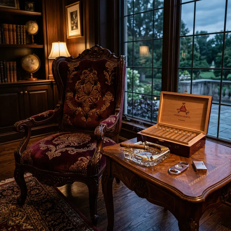 Regal High Back Accent Chair & Sophisticated Cigar Display Regal High Back Accent Chair & Sophisticated Cigar Display