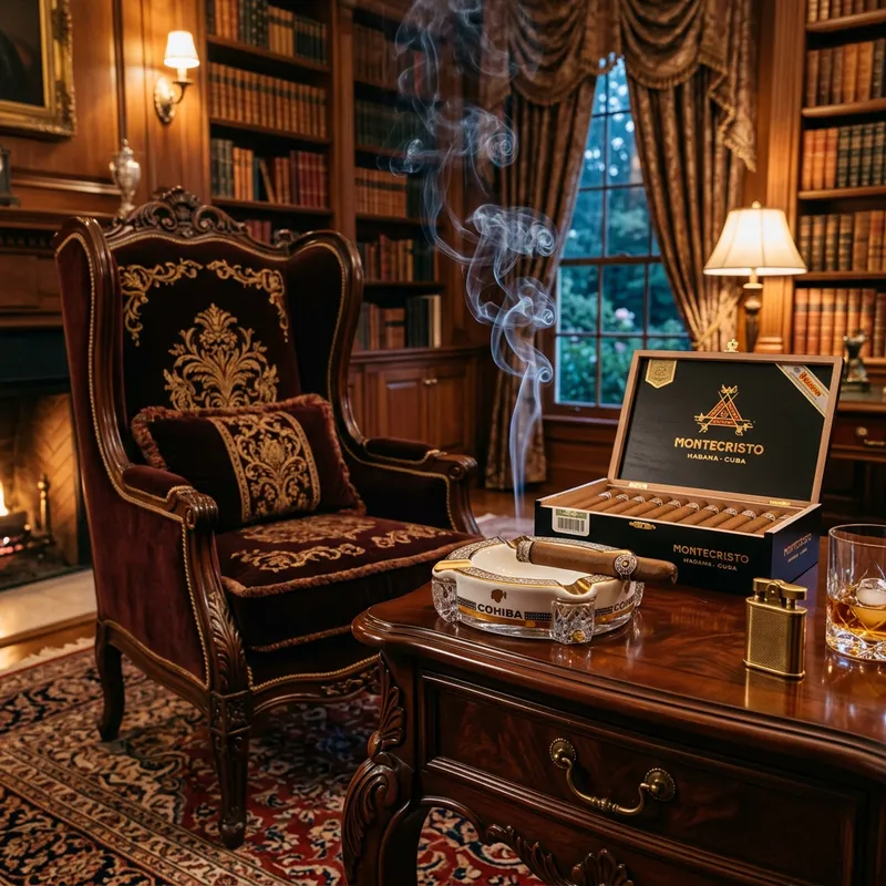 Regal High Back Chair and Premium Cigar Table Setting