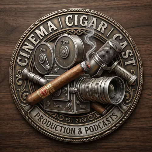 Realistic Cinema Camera, Cigar & Podcast Microphone Logo Design