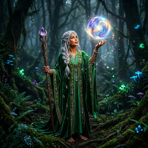 Enchanting Cinematic Sorceress Conjurering Magic Sphere
