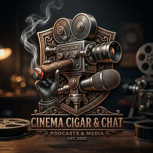 Realistic Cinema Camera, Cigar & Podcast Microphone Logo Design