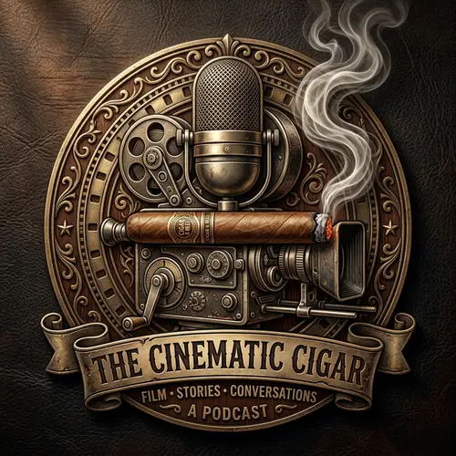Realistic Cinematic Logo Design with Camera, Cigar & Microphone