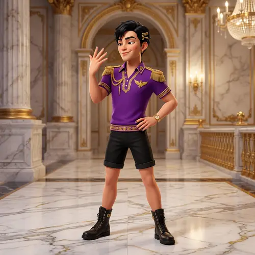 Confident Stylish Young Man | Vibrant Purple Polo | Gold Accent | 3D Animation