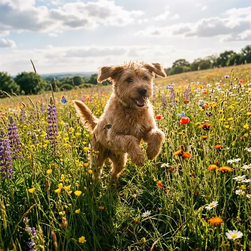 Cheerful Animal Bouncing in Vibrant Field | Exuberant Wildlife Scene