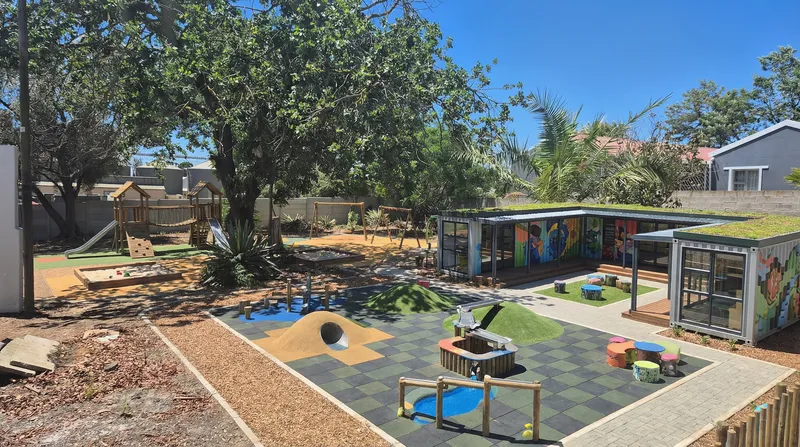 Modern Playground & Classroom Design Under Trees
