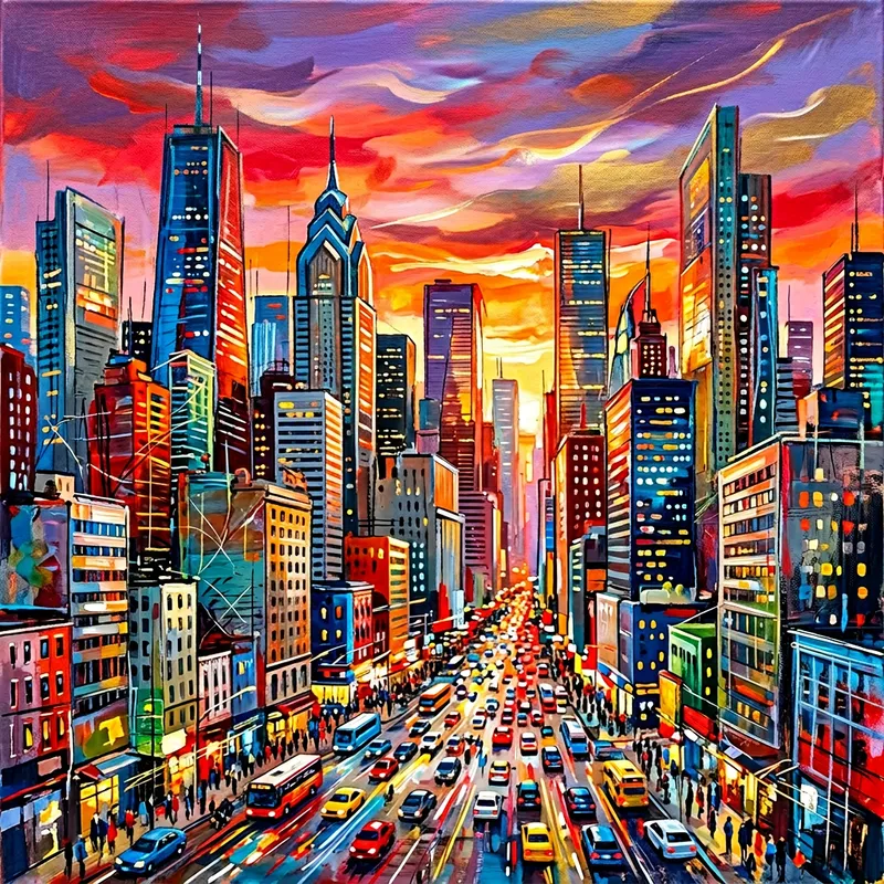 Dynamic Cityscape Painting | Abstract Urban Art Dynamic Cityscape Painting | Abstract Urban Art