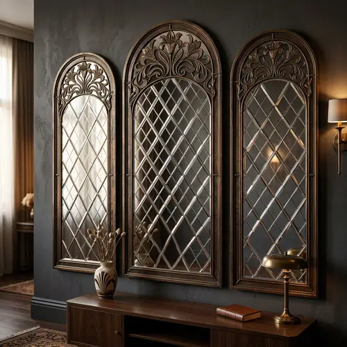 Luxurious Arched Triptych Mirrors - Art Nouveau & Deco