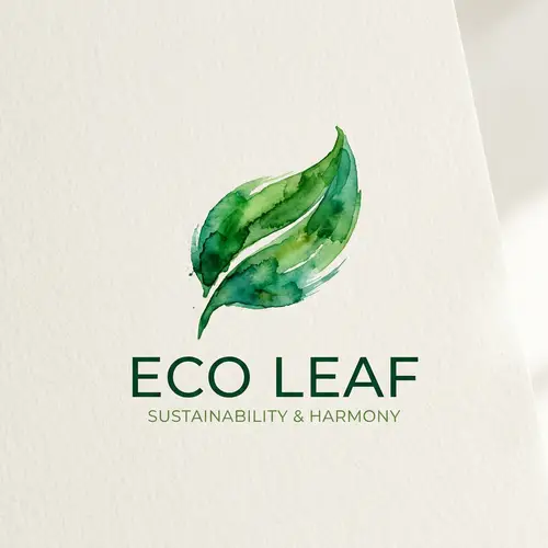 Eco-Friendly Abstract Logo with Green Leaf Design