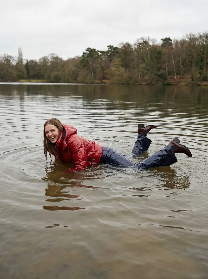 Trendy Swimwear Style: Red Patent Leather Fashion