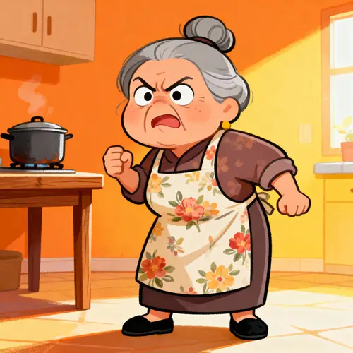 Angry Cartoon Grandma Character Expressions