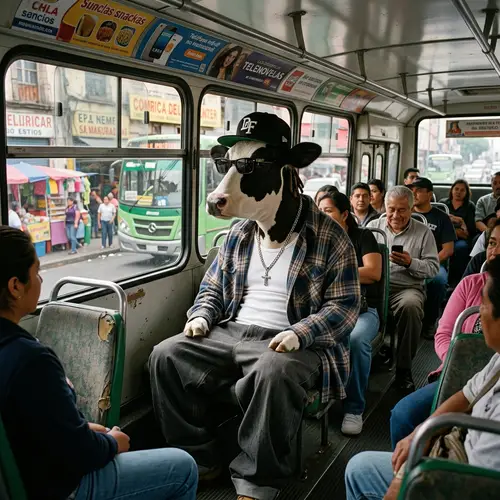 Cow in Baggy Pants Riding Mexico City Bus | Cholo Culture