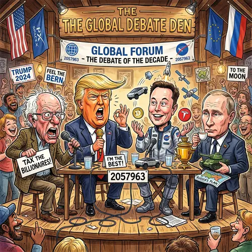 Celebrity Caricatures: Sanders, Trump, Musk & Putin