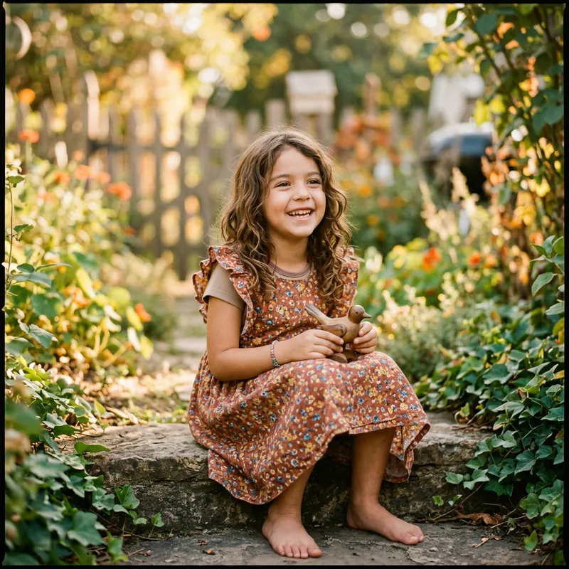 Innocent and Playful 9-Year-Old Hispanic Girl with Brown Wavy Hair | Soft Focus Vintage Style Innocent and Playful 9-Year-Old Hispanic Girl with Brown Wavy Hair | Soft Focus Vintage Style