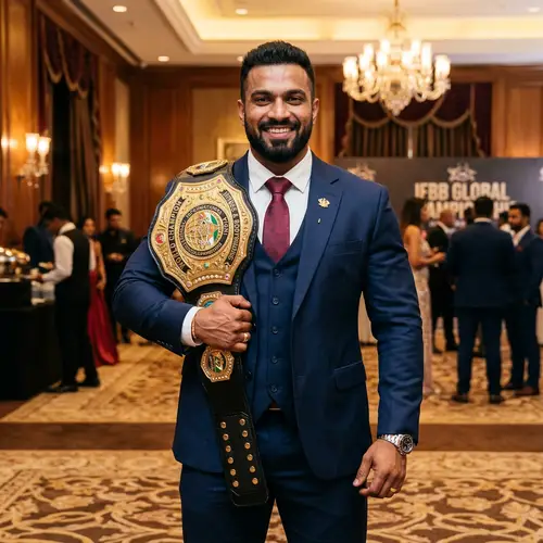 Indian Man in Suit with Championship Belt | Andrew Tate