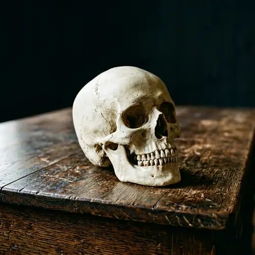 Mysterious Skull on Aged Desk