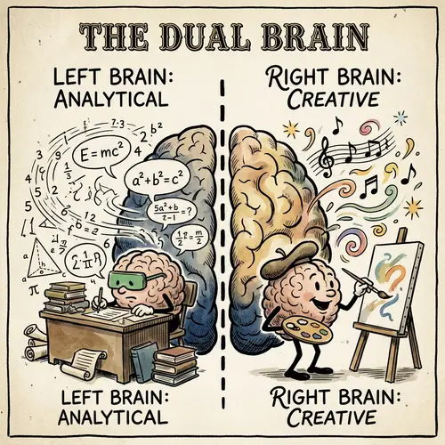 Brain Hemispheres: Analytical vs. Creative | Vintage Style Art