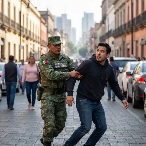 Courageous Mexican Soldier Asserting Authority