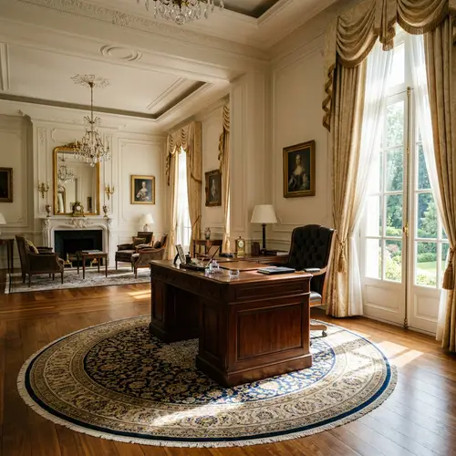 Luxurious White House Room with Elegant Desk